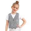 Girls Shiny Rhinestone Stars Denim Vest Buttons Sleeveless Jacket Asymmetrical Waistcoat Birthday Party Top