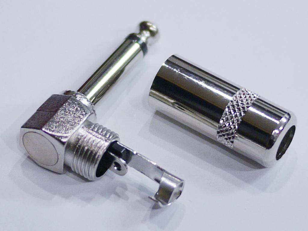 Mono Phone Plug, Switchcraft #226 Type, Angled, L-Shaped, for DIY Shielded Cables, Patch Cables, and More (Sold Individually, Standard Item)