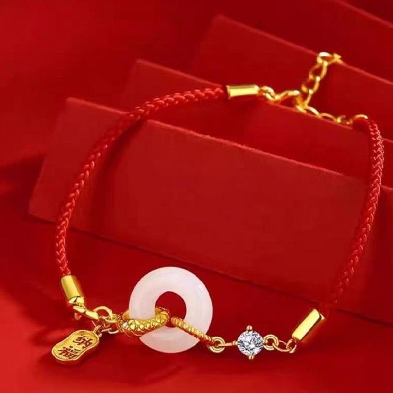 Lucky Red Rope Snake Pendant Bracelet For Women Chinese Zodiac Snake Year Braided Bracelets  Year Gifts