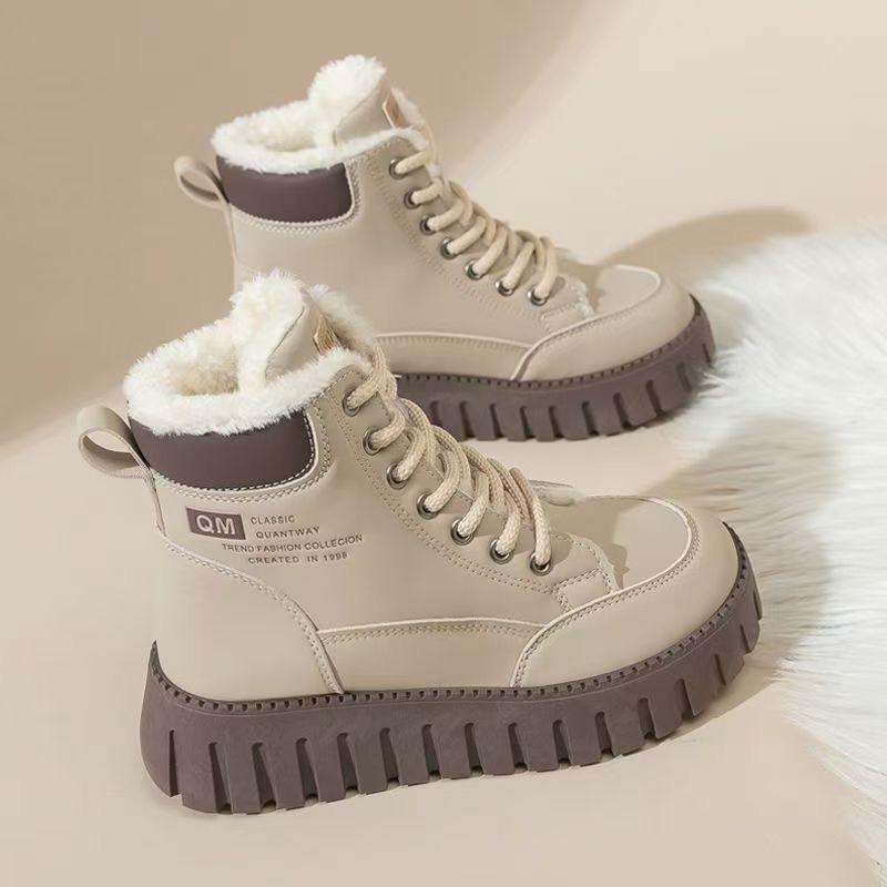 

Новые зимние ботинки 2025 года для женщин, повседневная обувь на высоком голенище, теплые ботинки на шнуровке, на платформе, женские кроссовки, ботильоны, Apatillas 3299 39