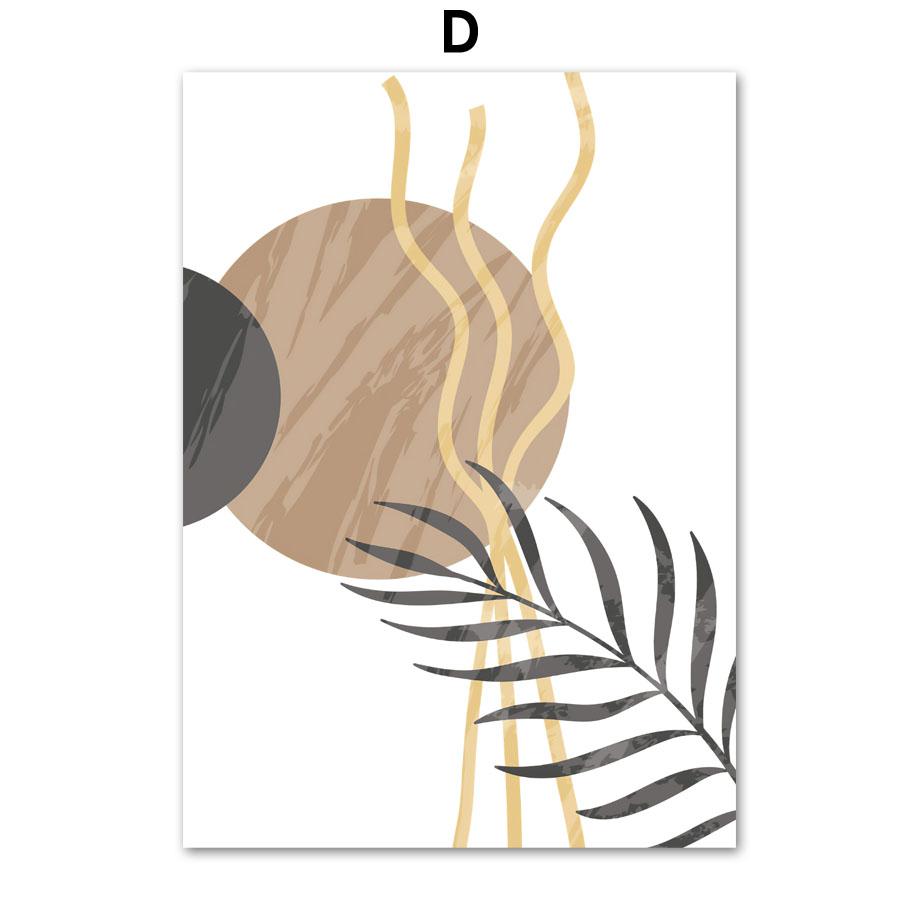 Abstract Boho Sun Rainbow Line Leaf Landscape Wall Art Canvas Painting Posters & Prints Hotel Bar Pictures For Living Room Decor