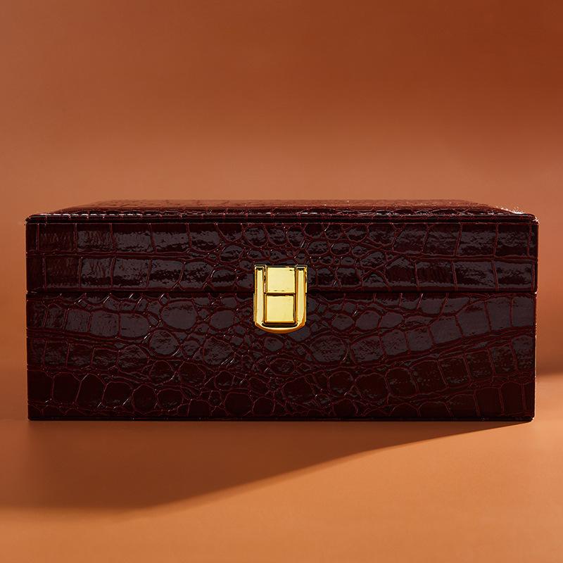 

Многослойная шкатулка для украшений, коробка для хранения, шкатулка для ювелирных изделий высокого класса для серег-гвоздиков, ожерелий, колец, часов. 23.5cm*19cm*10cm бордовый