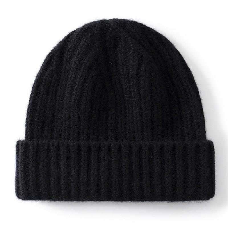100% Cashmere Beanie Men Women Warm Winter Hat Heads Ear Protection Knit Cap