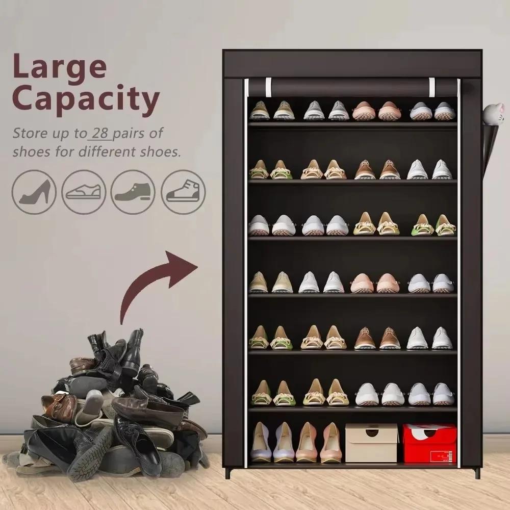 Dustproof Shoe Cabinet Multilayer Floor Standing Sneaker Fabric Organizer Footwear Classification Shelf Entrance Storage Shelves