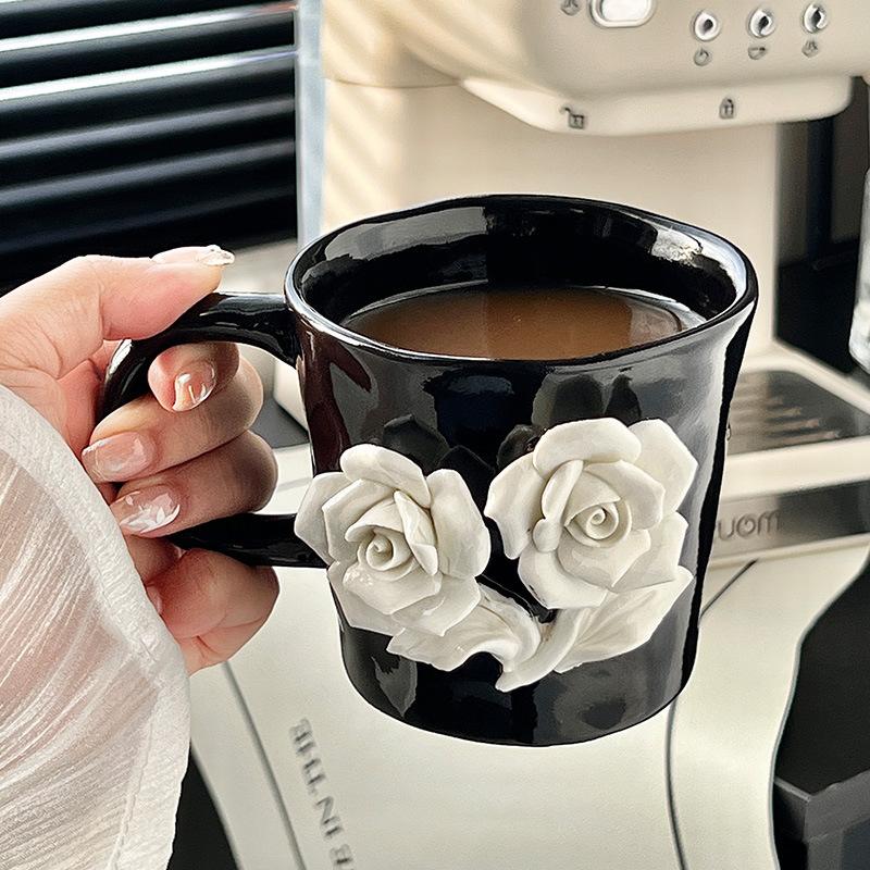 High End Niche Camellia Cup High Value Mug Water Cup Milk Gift Coffee Cup Ceramic