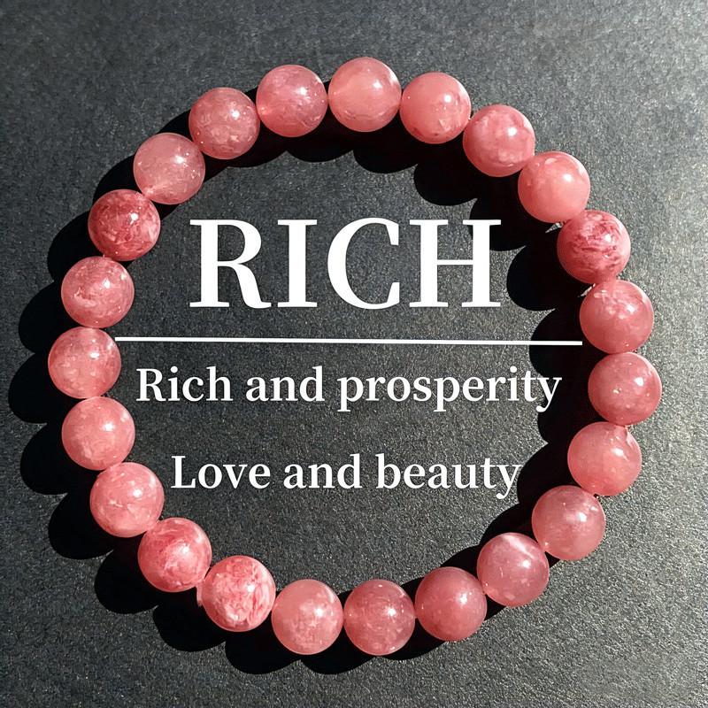 Temu Xi Yin Sunstone & Strawberry Quartz Elastic Bracelet for Women - Light Luxury, High-End Feel, Bestseller Couple s Accessory 8mm