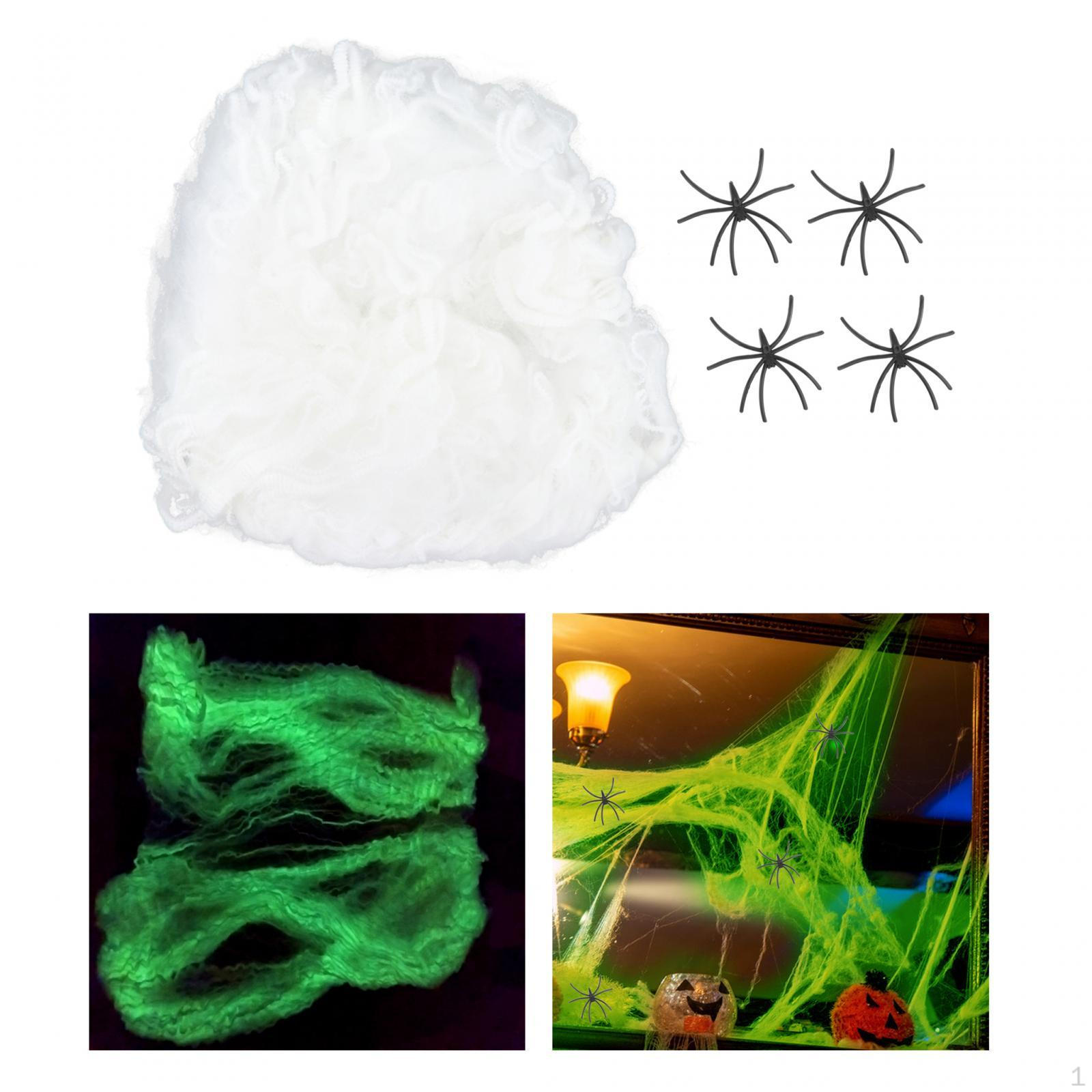 Halloween Decoration Cobweb That in The Dark Cobwebs with Fake Spiders Creepy for Yard 40g 4 Fake Spiders