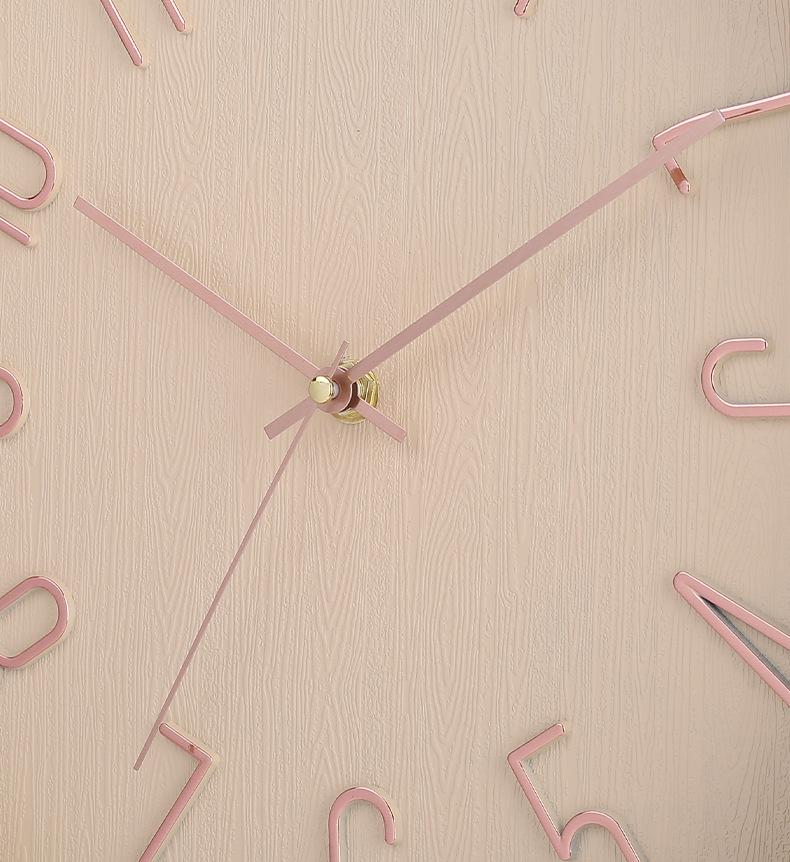 Custom Silent Wood Grain Quartz Wall Clock for Living Room