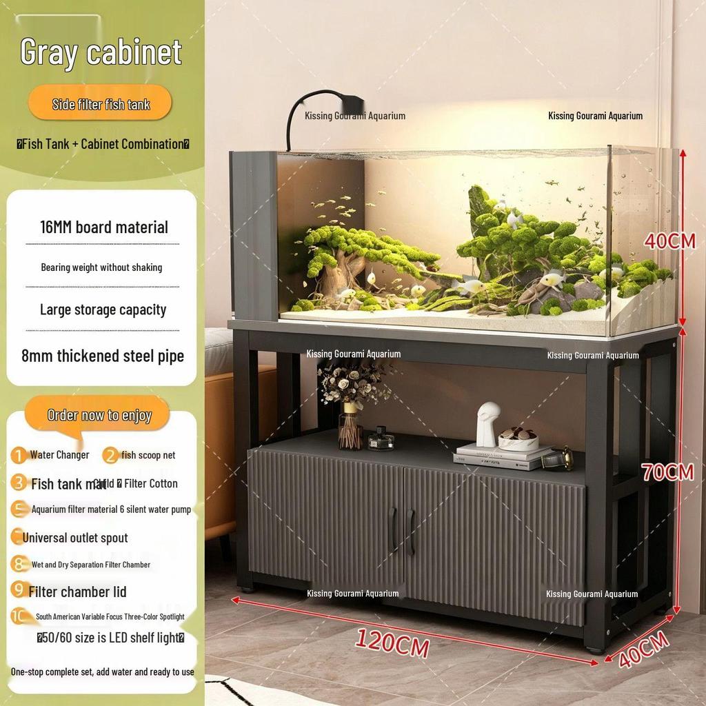 Ultra-Clear Glass Fish Tank with Integrated Stand and No-Change Water System