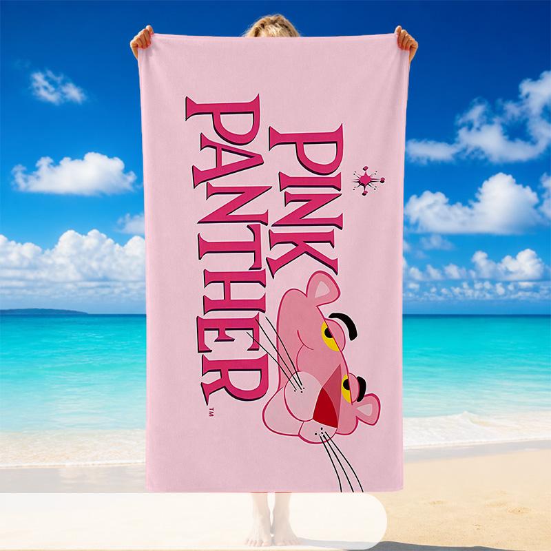 Quick Dry Beach Towel Pink Panther Pattern, Lightweight Absorbent Towel for Pool Beach Vacation Use