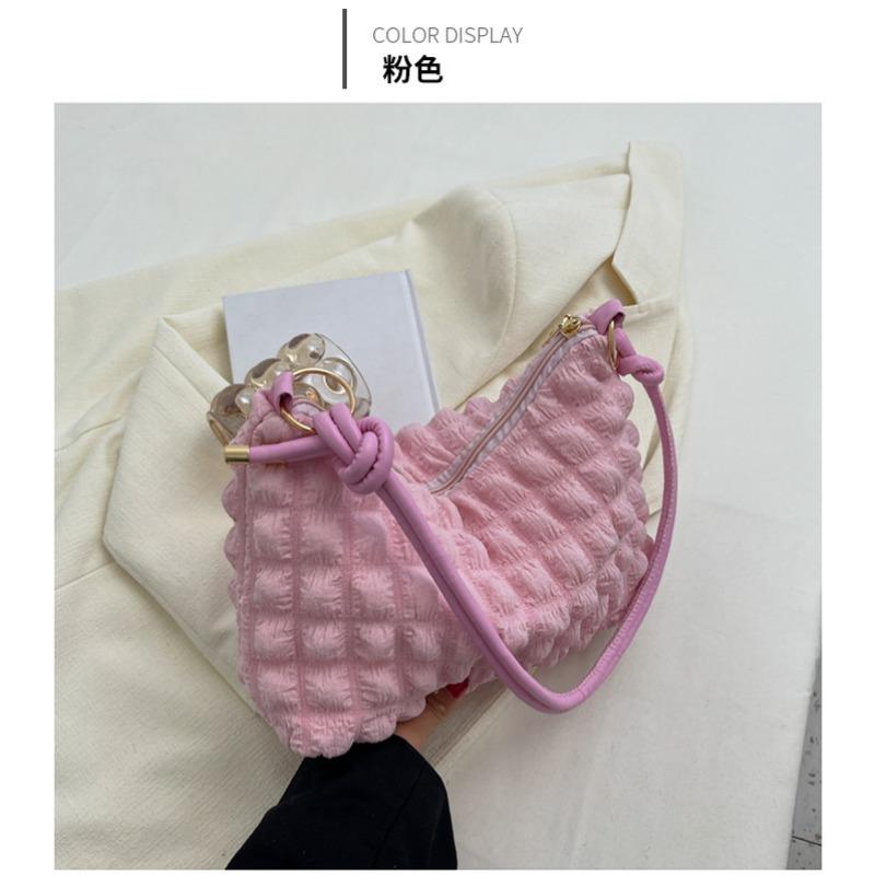 Small Fresh Bubble Bag Women's Soft Pleated Armpit Bag Girl Fashion Trendy Shoulder Bag Simple Handbag