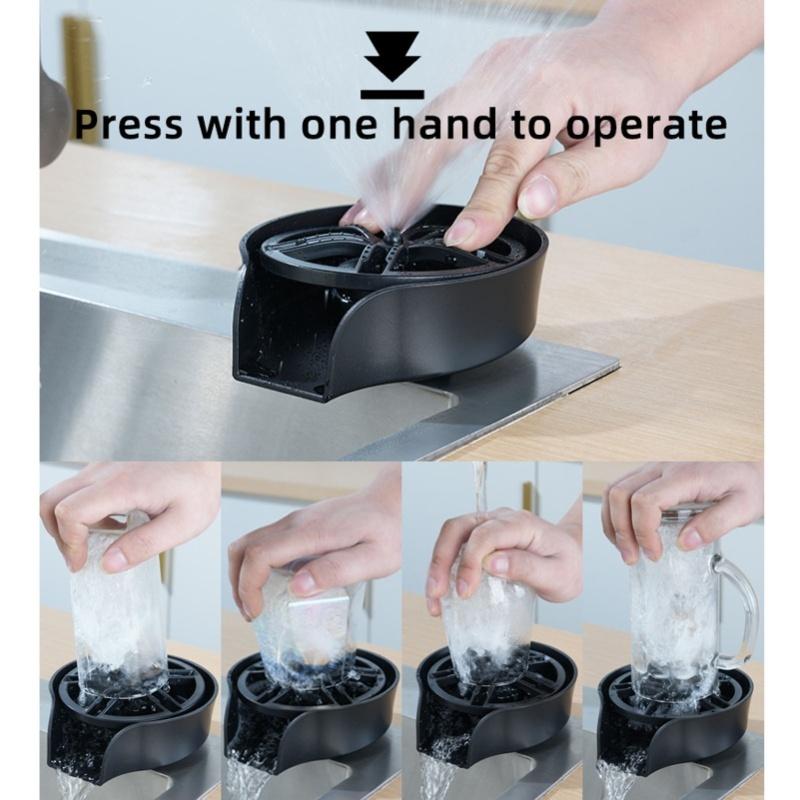 Automatic Glass Rinser Stainless Steel Cup Washer Professional Rust Resistant Pressure Glass Washer For Kitchen Sinks Silver