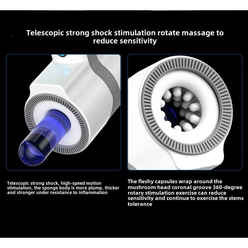 Thor Masturbator Male Automatic Handheld Telescopic Rotating Vibration Double Pass Masturbator Trainer