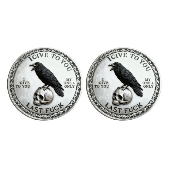 Yousheng 1/2/3/5 Stück Rabenschädel Souvenir Münze Robuste Haltung Krähe Challenge Coin Token der Freiheit und des Humors Metallabzeichen Heimdekoration