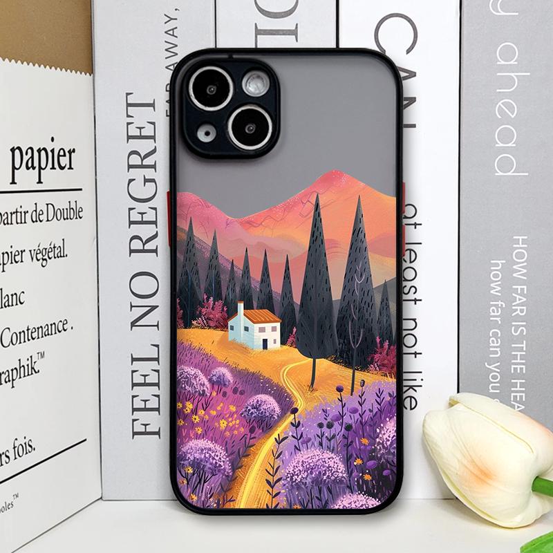Mountain Forest Village Phone Case for IPhone 13 12 Mini 16 15 11 14 Pro Max 7 8 Plus SE X XS Shockproof Cover Sunflower Scenery