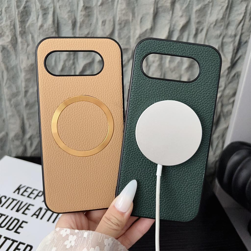 Custodia per Telefono con Ricarica Wireless Magsafe per Google Pixel 6 7 8 9 10 Pro XL 6A 7A 8A 9A 10A Copertura Protettiva in Pelle PU di Lusso