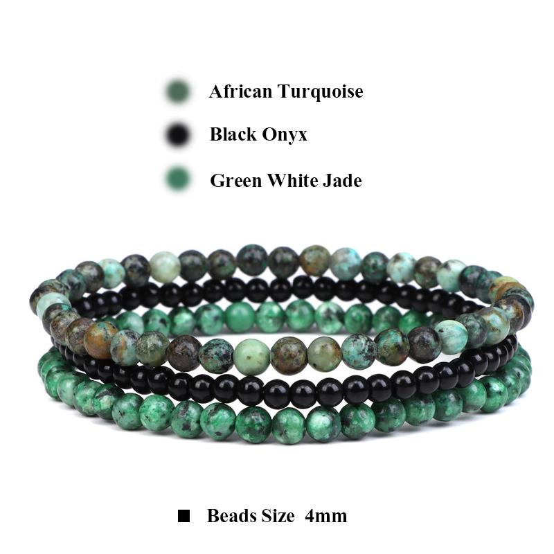 3pcs Amethysts Purple Agates Elastic Bracelets For Women Men Natural Stone Tiger Eye Black Onyx 4mm Beads Bracelet Set Jewelry