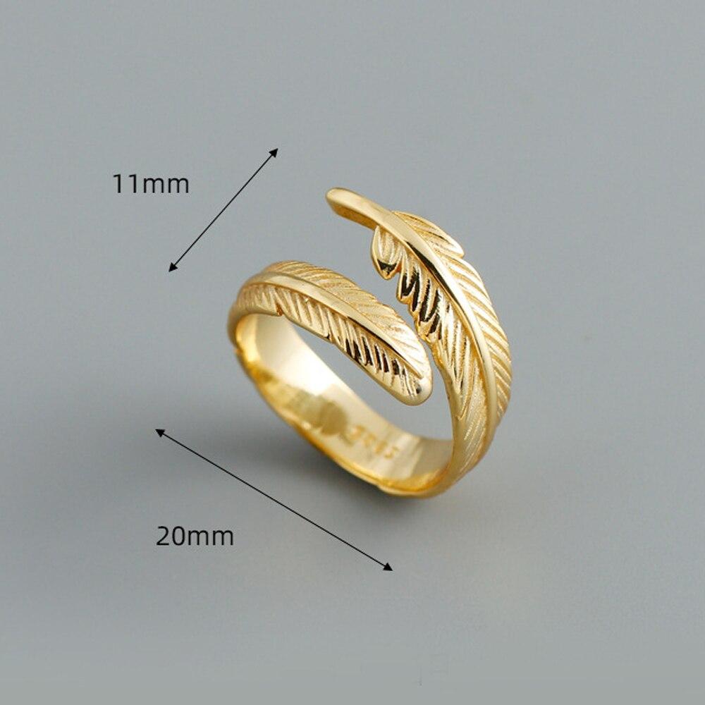 Federring aus vergoldetem Sterlingsilber 925, verstellbar, F114