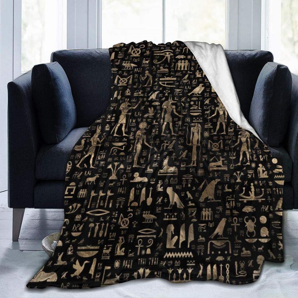 Ancient Egyptian mysterious symbols digital-printed polyester velvet flannel cover blanket Fleece soft cover blankets for beds