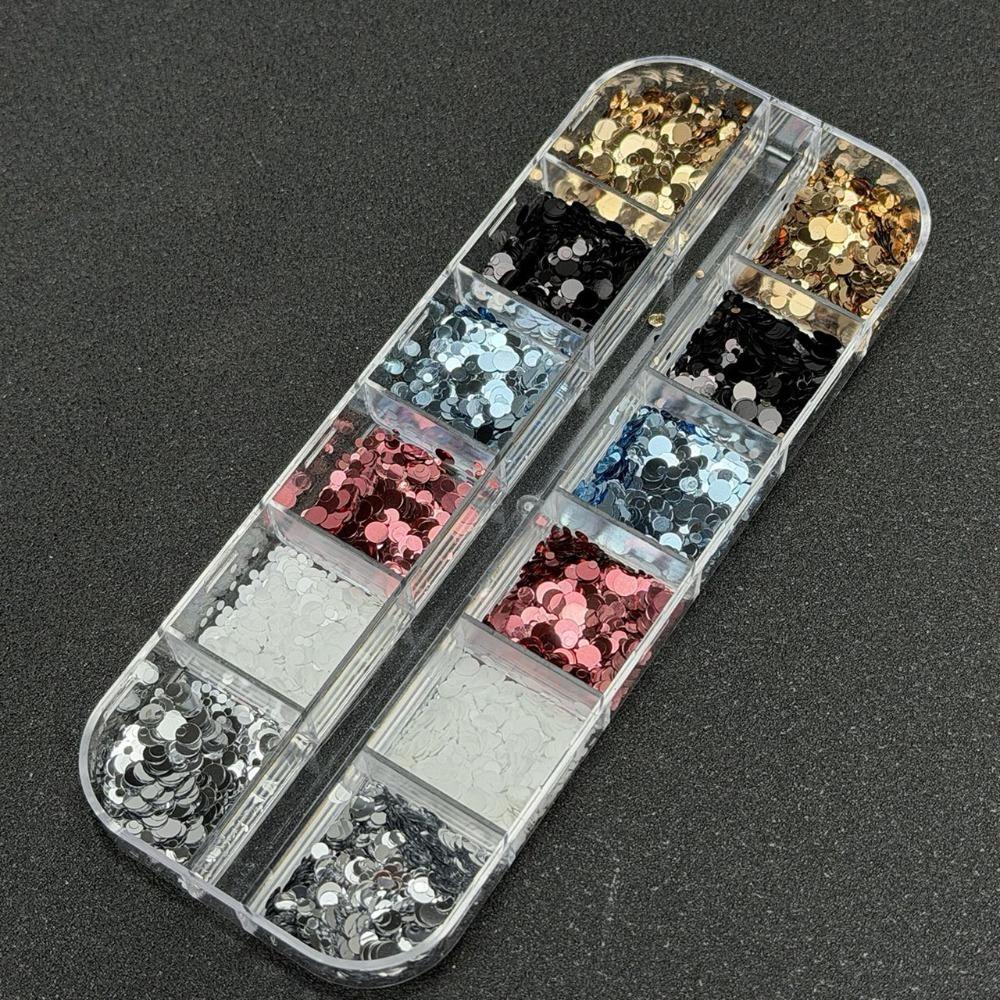 12-Grid Polka Dot Glitter Nail Art Decorations Colorful DIY Sequins Nail Decorations Minimalist Nail Art Decorations Nail Salon