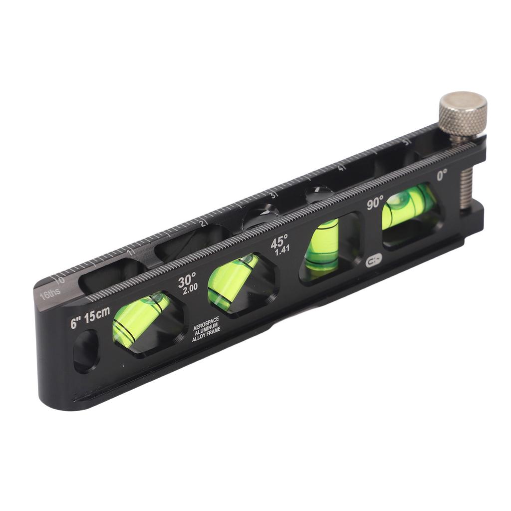 Mini Level Ruler with 4 Magnets 4 Bubbles Compact Level Tool for Pipe Measurement 6 Inch 15cm Scale