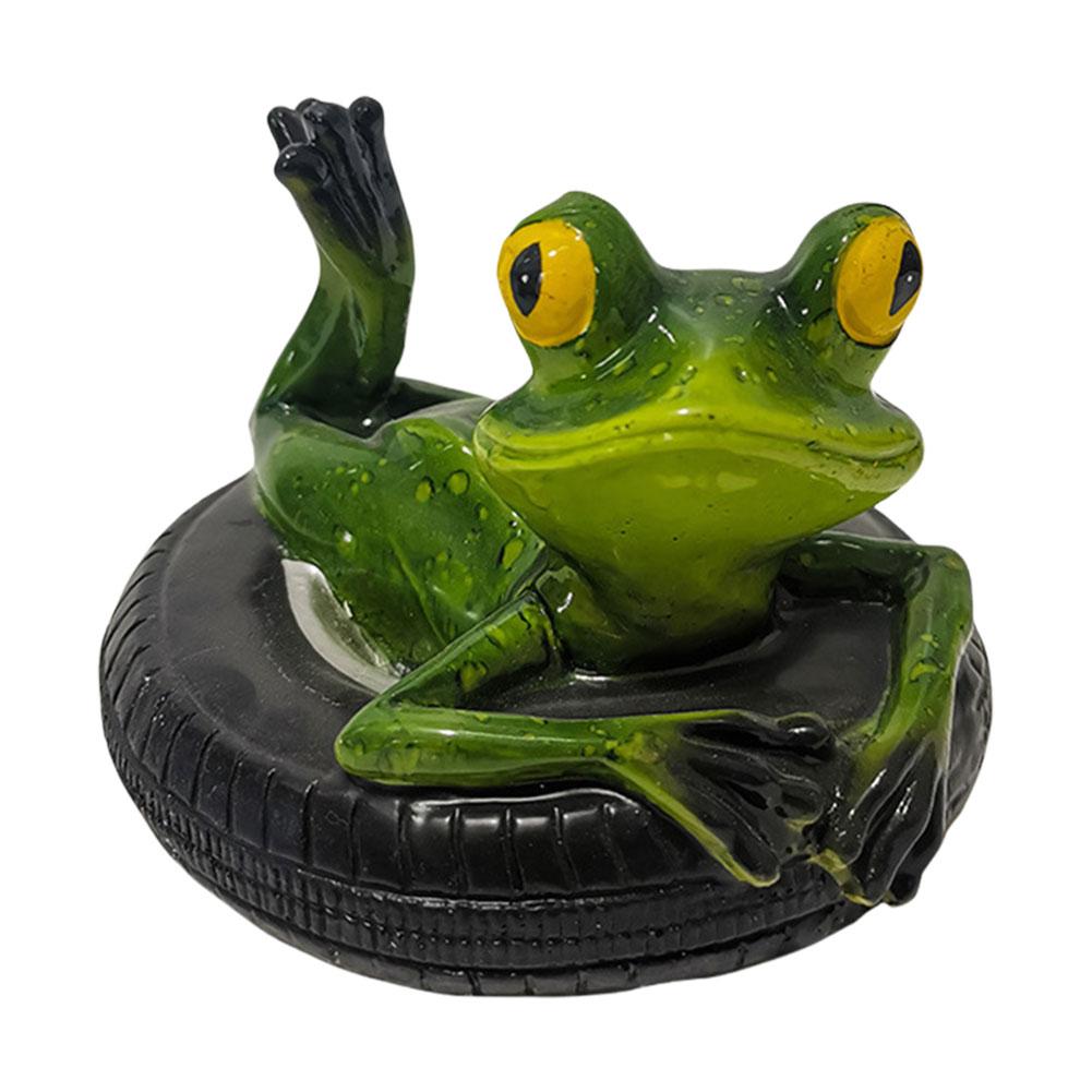 Garden Ornaments Frog Statue Water Floating with Frog Ornament Lovely Frog Figurine Statues for Patio Balcony Yard Ornament