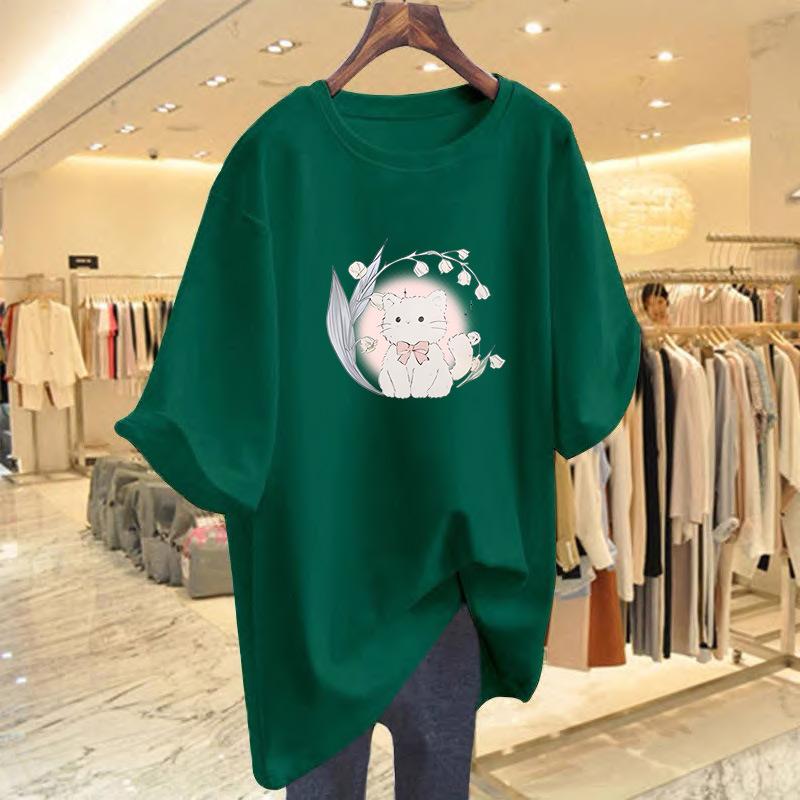 New Summer Cotton Short-sleeved T-shirt Women's Summer New Cartoon Printed Bottoming Shirt Top