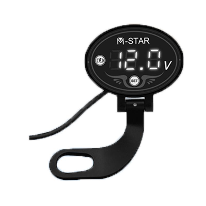 

LED Monitoring Display Digital Voltmeter Waterproof Motorcycle Voltage Meter DC 9V-24V Voltmeter Voltage Alarm Motorcycle Parts білий