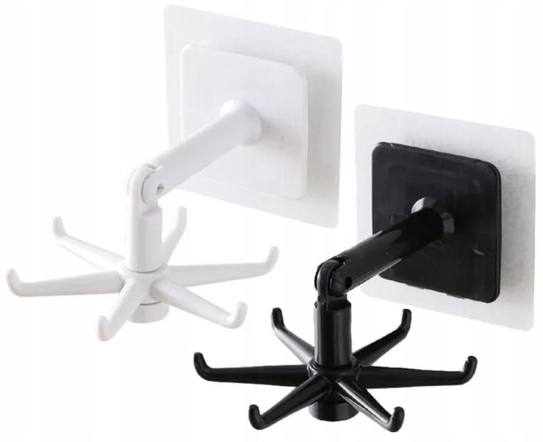 Self-adhesive Hanger With Hooks, 360° Swivel Hook, Kitchen Organizer