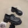 British style black platform shoes women's spring and summer new niche with skirt small leather shoes lace-up versatile single shoes