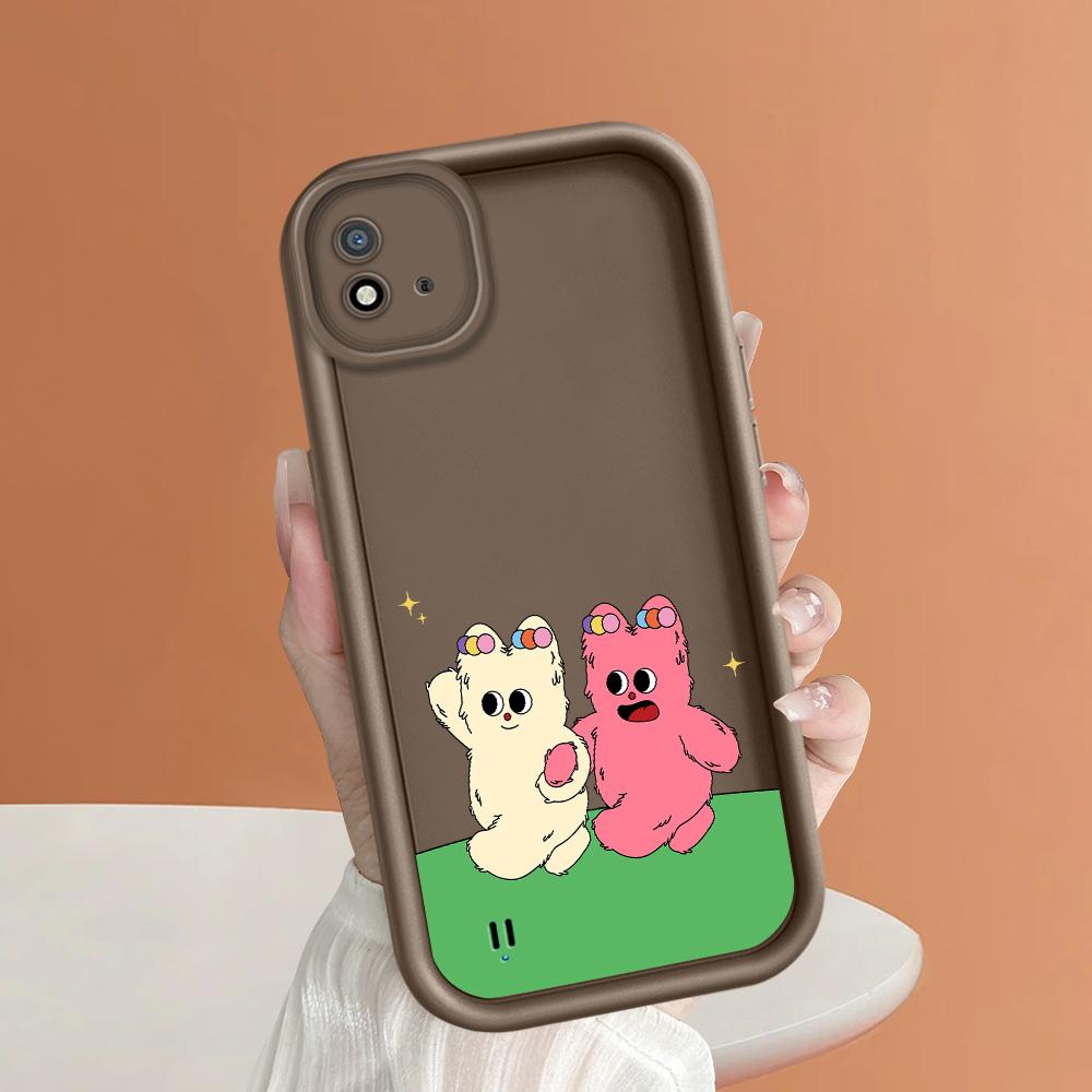 Soft Silicone Square Ladder Printing Pattern Phone Casing Full Cover Camera Shockproof Protection Rubber Case for OPPO Realme