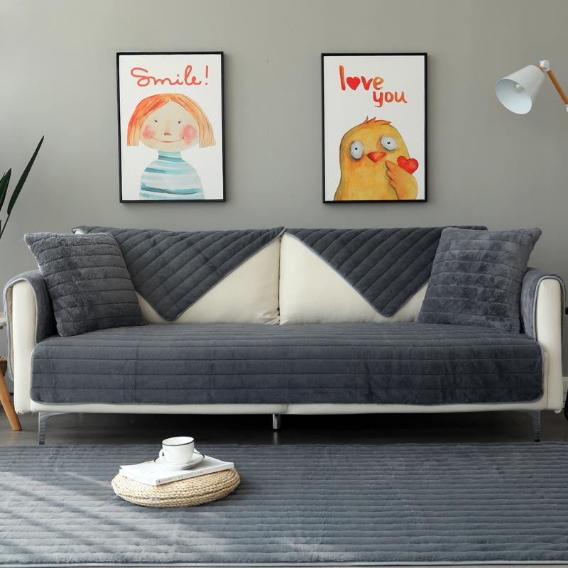 Plush Sofa Cushion New Winter Thickened Leather Anti-slip Cushion Light Luxury Simple Sofa Cover Thickened