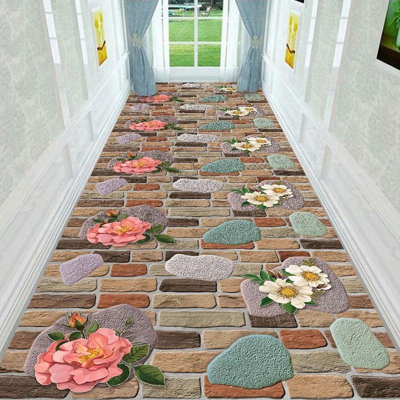 Custom Made Long Hallway Carpets European Stairs Corridor Carpet Wedding Hotel Carpet Area Rugs Runners Flower Non-slip Floor Mat