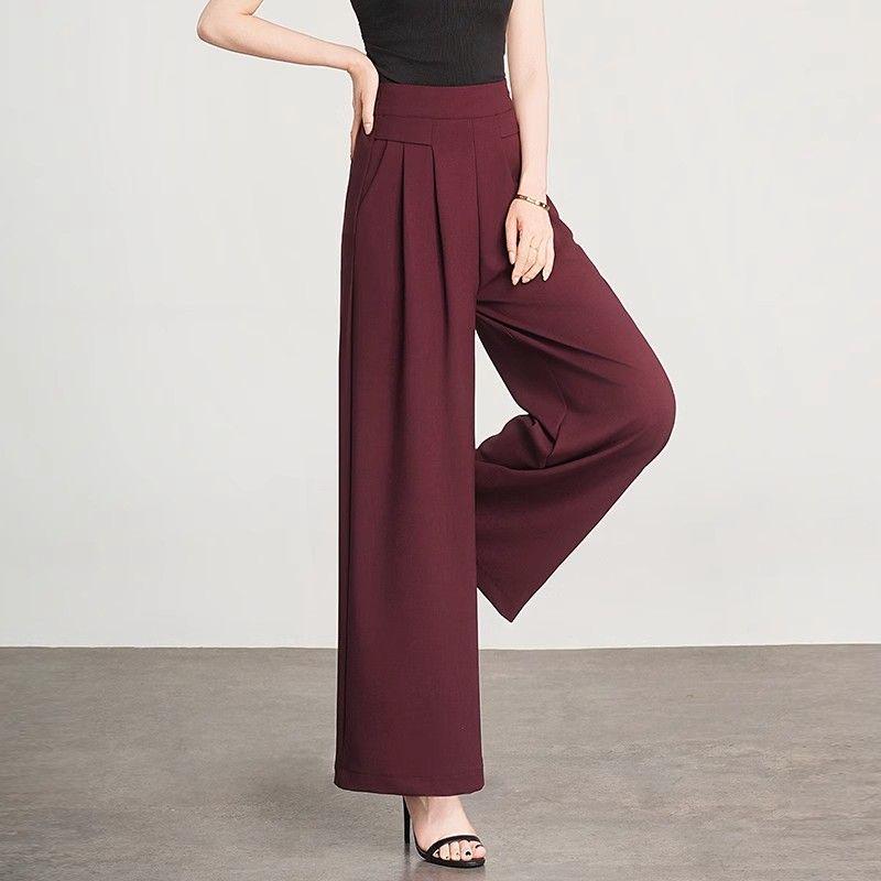 Ice Silk High-Waist Wide-Leg Pants for Women - Summer Elegant Loose Fit, Flaw-Covering Straight Leg Design