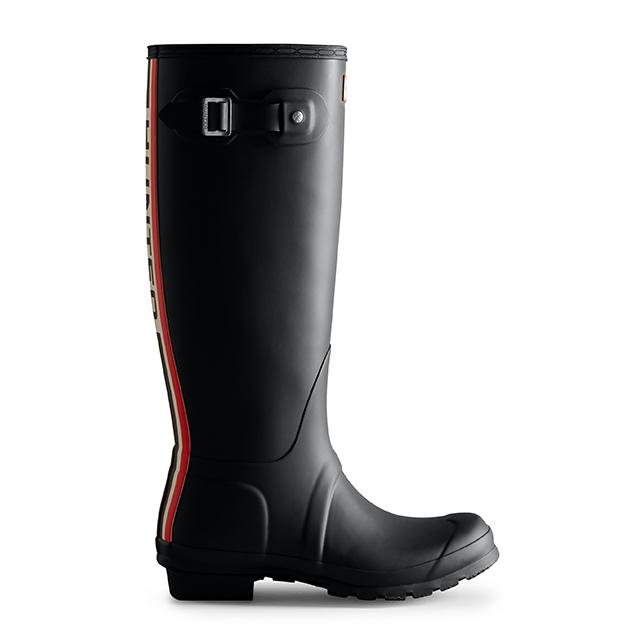 Hunter [Women] Original Hunter Color Back Print Tall Rain Boots - Black Wft2353Rmablk
