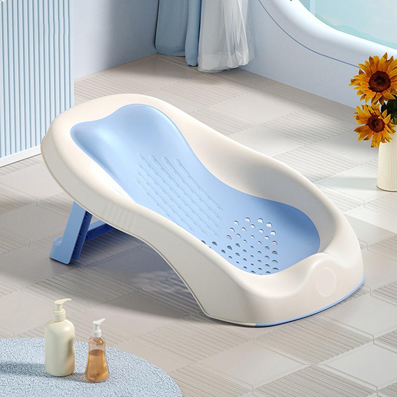 Foldable Baby Bath Seat - Non-Slip Pp Shower Net Support, Ergonomic Backrest Design, Easy-Clean Christmas Gift For Toddlers