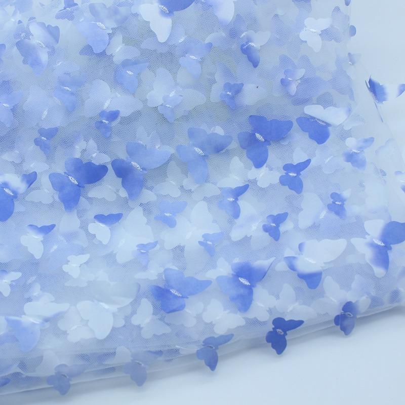 1/3/5 Yards Tulle Embroidery Butterfly Organza Fabric for Wedding Birthday Party Dress Fabric DIY Background Decoration