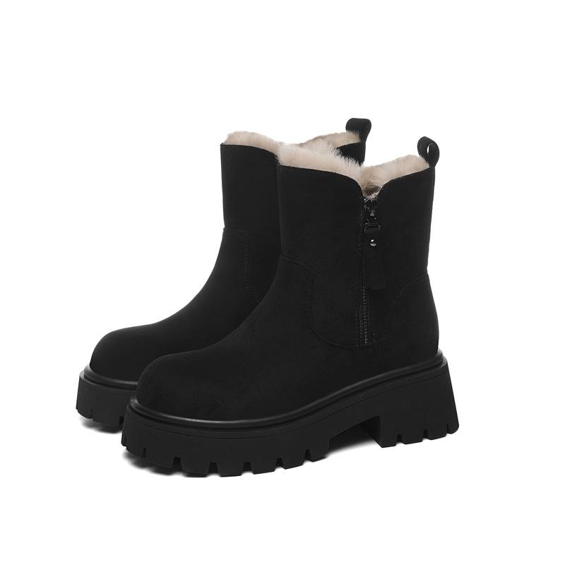 Bottes de neige pour femmes nouvelles polyvalentes tube court antidérapantes et pelucheuses épaisses chaudes chaussures en coton