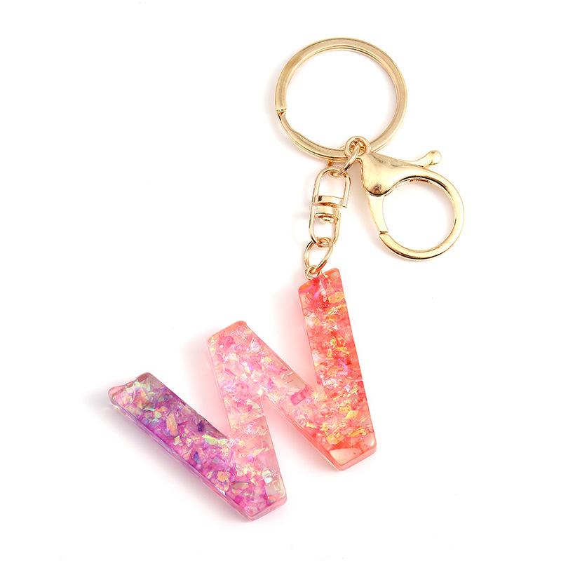 Ab Glue Fuchsia Gradual Change Letter Keychain Pendant Pendant Japanese And Korean Style Popular Versatile Keychain Jewelry