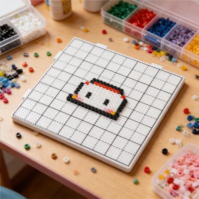 Fuse Beads Pegboards Square Heat Resistant Reusable Melting Beads Mat with Picking Tool for Beading Art Projects Pattern Making