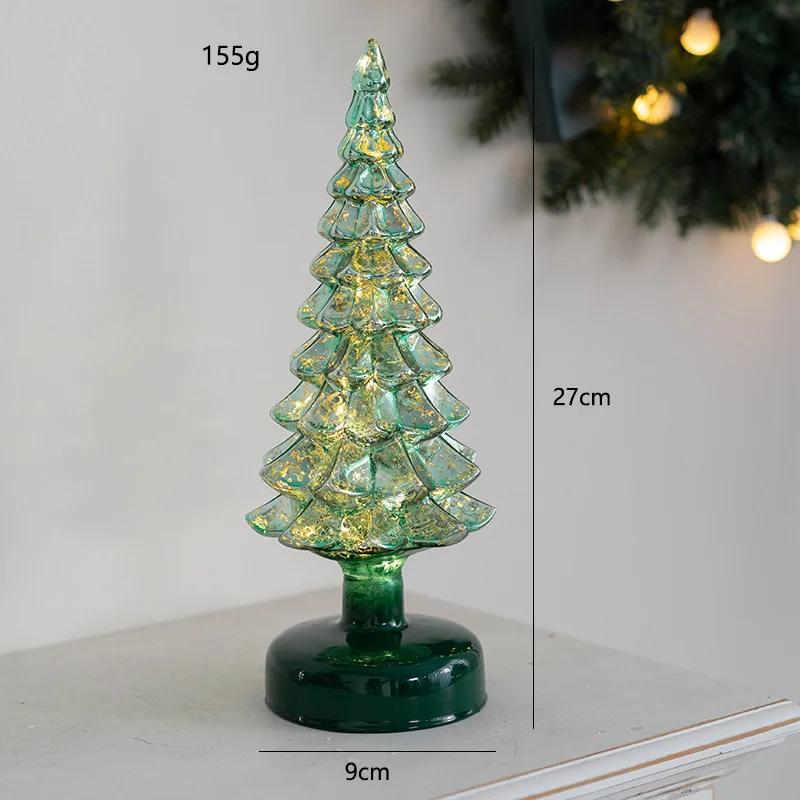 

Glowing Glass Christmas Tree Ornaments Home Luminous Desktop Decoration Led Night Light Party Xmas Decorations Festival Kid Gift as picture