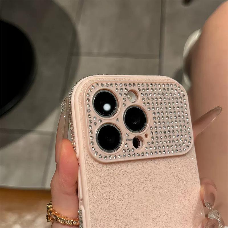 Premium Glitter Window Phone Case for iPhone 17 Pro with Full Diamond Lens Cover