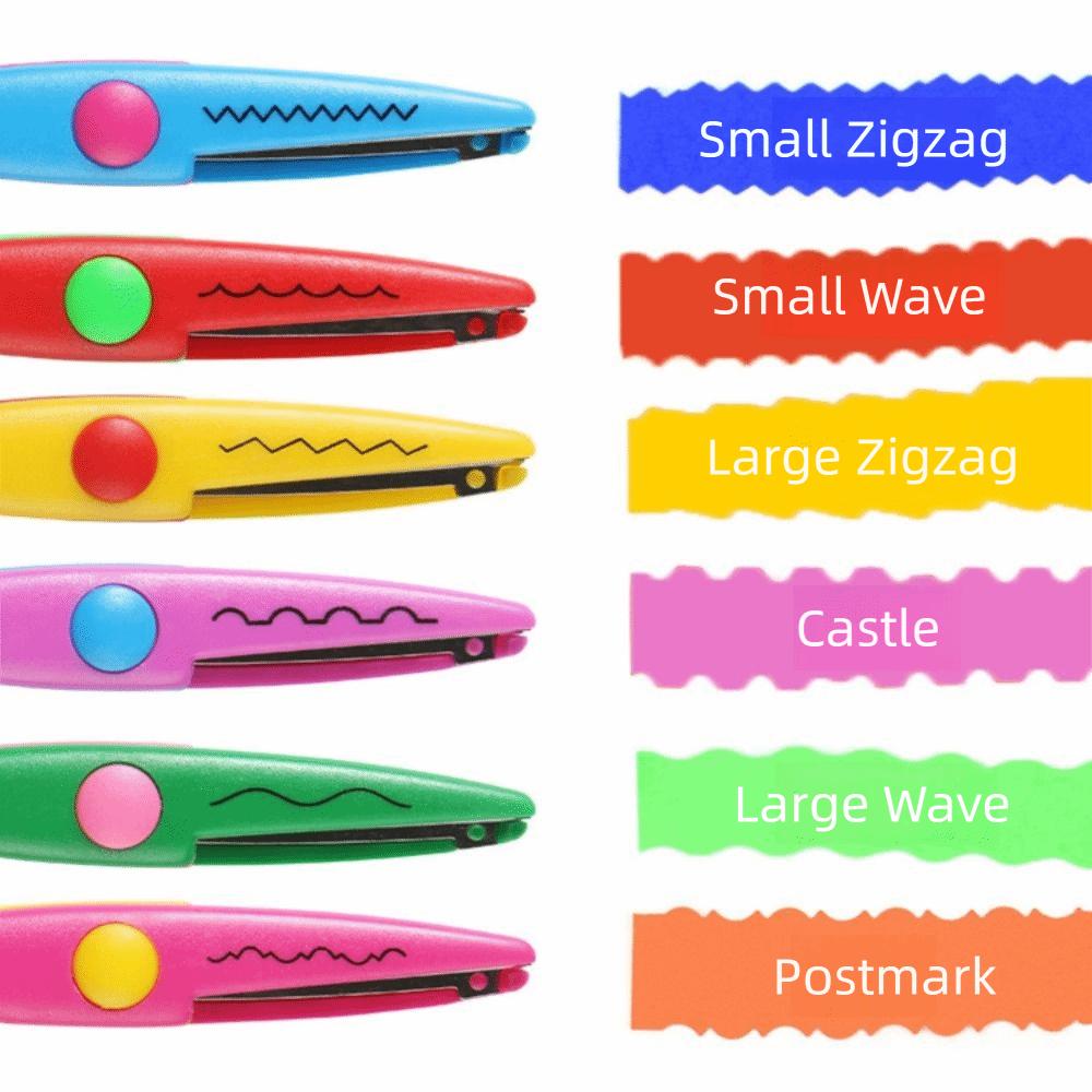 1/6PCS DIY Color Lace Scissors Small Round Head Comfortable Hand Paper Cuttings Scissors Wavy Pattern Stationery Paper Cutter