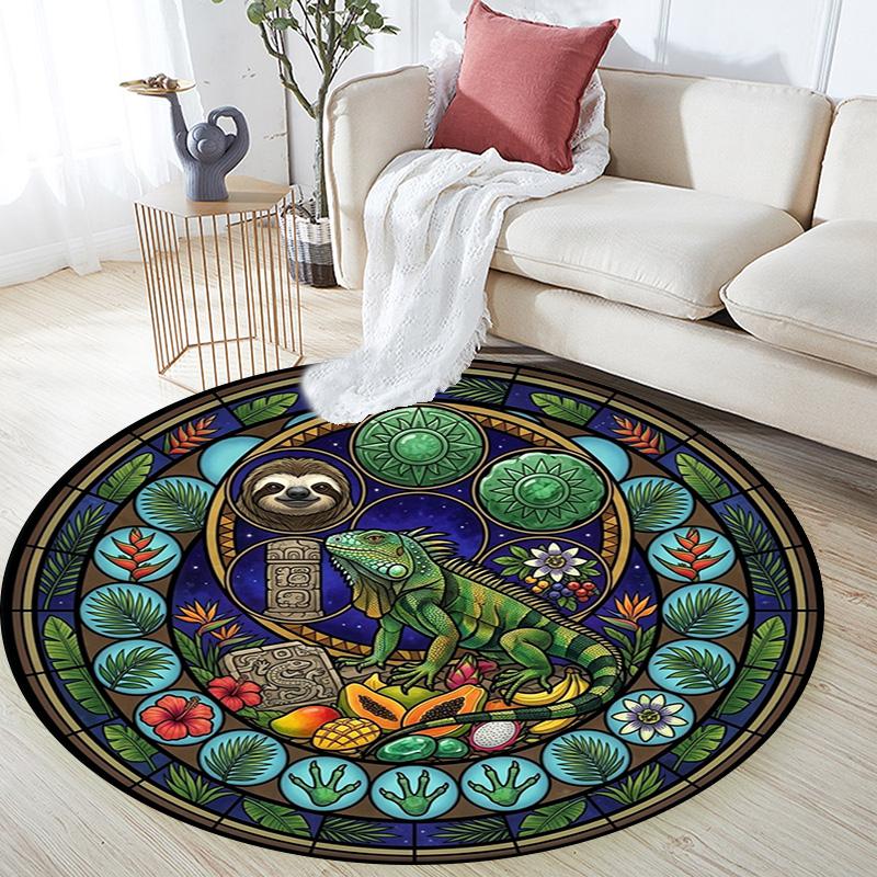 Aquatic Life Mandala Round Area Rug Under Office Chairs Bedroom Living Room Home Decor