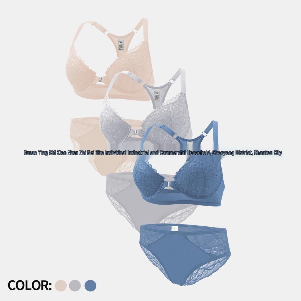 Großgrößen Frontverschluss Damen-Dessous-Set mit schönem Bügel-BH am Rücken