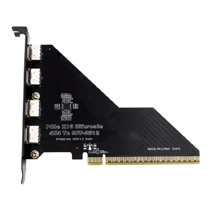 

Desktop PCIe X16 to 4 Port PCIEX4X4X4X4 Split External SFF8612 Expansion Card 256Gbps for Video Editors and Gamers 1