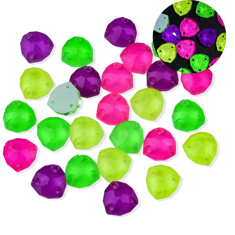 Glass Fat Triangular Flat Bottom Hand Sewn Drill, Neon Fluorescent Flat Buckle Rhinestone Jewelry Accessories Diy Clothing Accessories Sticker Drill