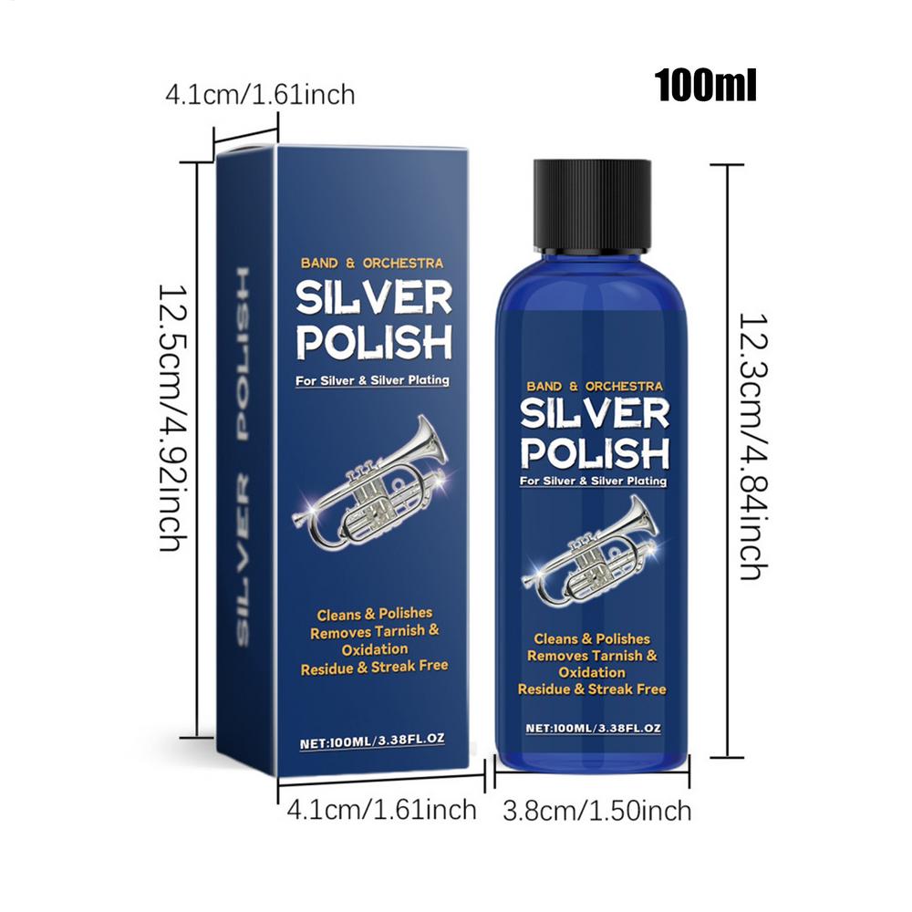 

Silver Polish Cleaner 100ml Silver Oxidation Yellowing Blackening Polishing Agent Tarnish Remover for Instruments and Jewelry As shown