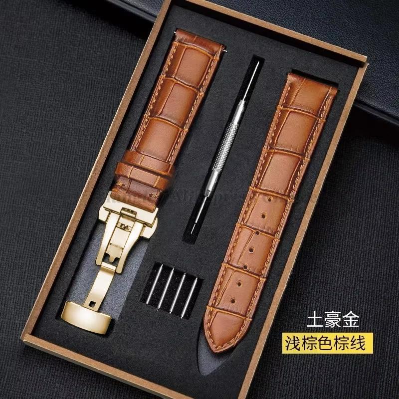 Echtes Lederarmband 14/16mm 18mm 20mm 21mm 22mm 24mm Uhrenarmband mit Box Faltschließe Ersatzarmband Uhrenzubehör