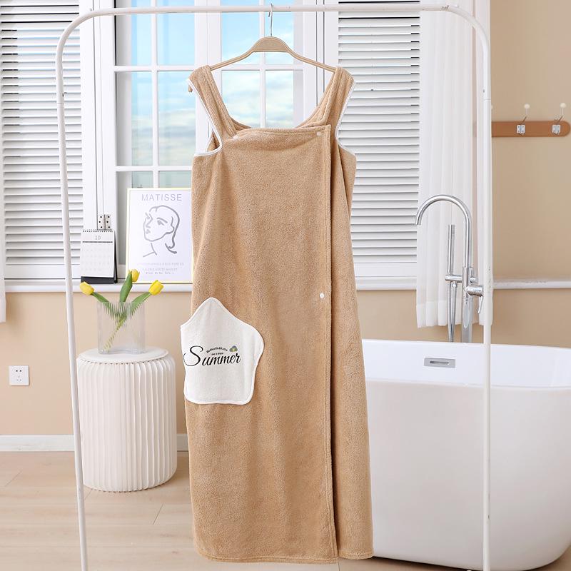 Soft Absorbent Star Coral Fleece Wearable Bath Skirt Bathrobe